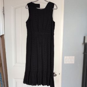 J. Crew Black Eyelet Midi Dress